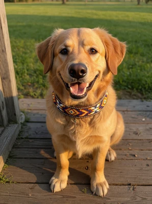 EPIC ANIMAL Epic Padded Leather Dog Collar with Beaded Design C