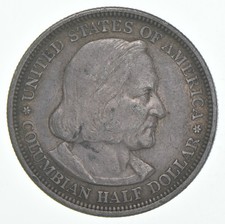 1893 XF Christopher Columbus Columbian Half Dollar 90% Silver