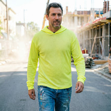 Hooded Long Sleeve Hi Vis Shirt Lightweight Mesh Polyester