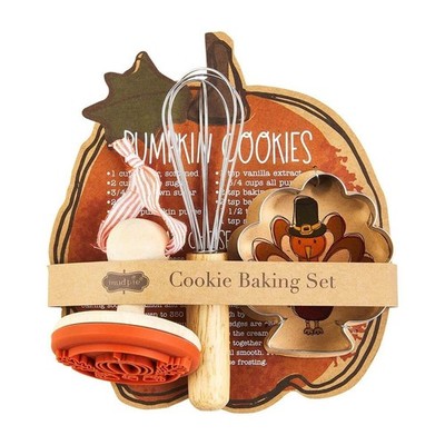 Mud Pie Kitchen Pumpkin Cookie Baking Set :  Whisk, Cutter, Stamp & Recipe  NEW