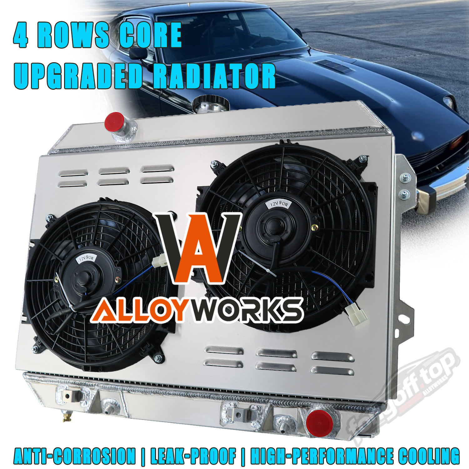 4 Row Radiator Shroud Fan Fits 1975-1983 76 77 Nissan Datsun 280Z 280ZX L6 2.8L