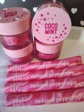 Bath & Body Works Coco Mint Lip Scrub Twisted Peppermint Lip Gloss Lot of 8 NEW