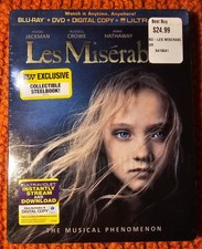 Les Miserables 2012 Movie w/ Hugh Jackman Blu-Ray DVD Steelbook New Sealed