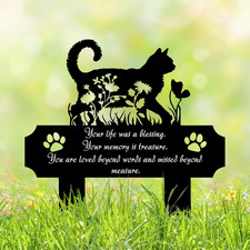 Cat Grave Marker Outdoor Memorial 12In Metal Pet Memorial Plaque with Garden C