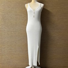 Abercrombie & Fitch Maxi Sweater Dress Womens LT Cream Ribbed Sleeveless Slit