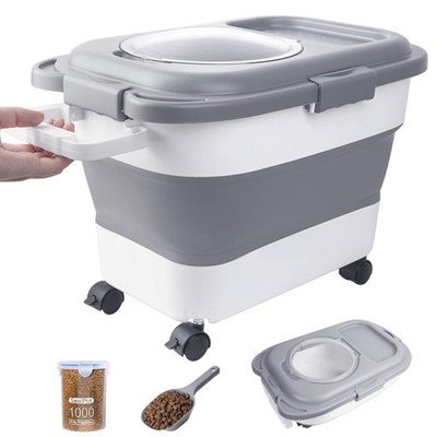 15-23 Lbs Dog Food Storage Container, Collapsible Dog Food Container with Air...