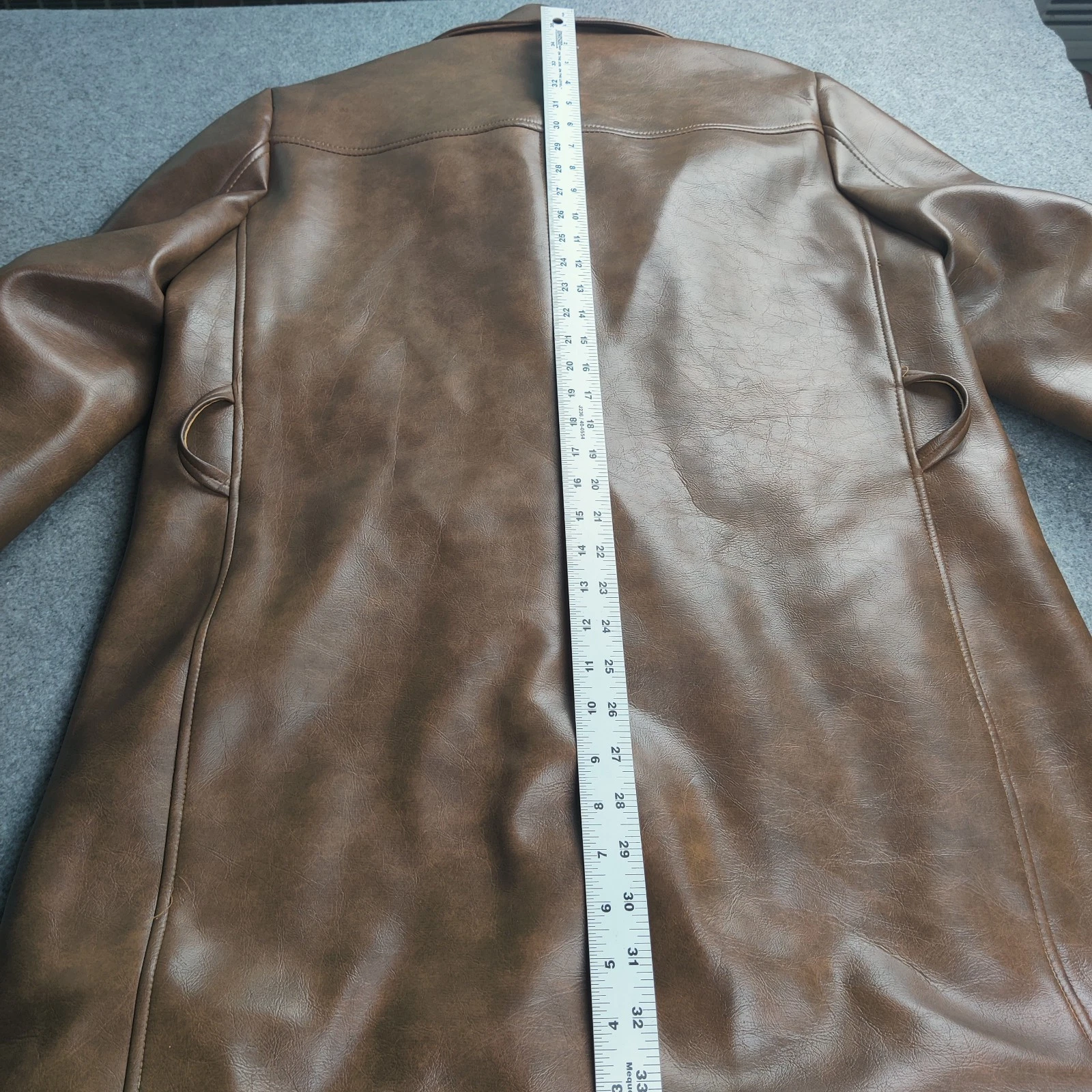 Vintage Le Sauvage Faux Leather Jacket  Men 40 Brown Disco Mob 70s Barnstormer image 12