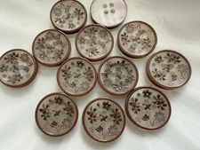 10PC Brown Flower & Leave Resin Buttons Sewing Crafts Flat Back Buttons 15mm