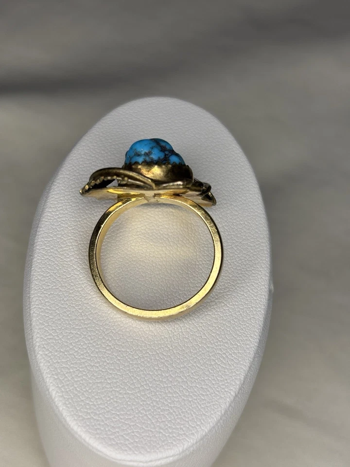 Anillo Turquesa Campo Oro 12K Foto 4 de 4