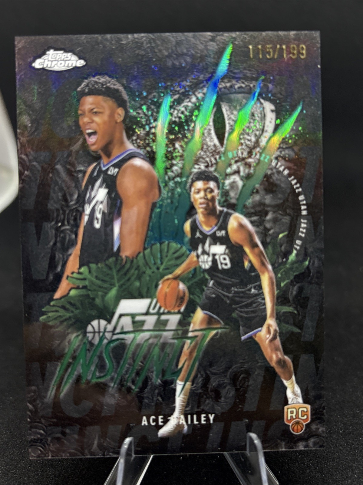 2025-26 Topps Chrome Ace Bailey Instinct Aqua Refractor /199 RC Utah Jazz