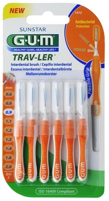 2x GUM TRAV-LER Interdentalbürsten 0,9mm organge - 12 St. Zahnzwischenraumbürste