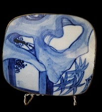 Boite à éclats chinois bleu et blanc porcelaine plaqué argent XIXème 