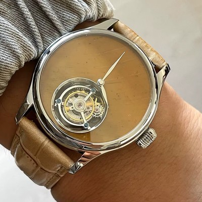 MERKUR mechanische Uhr mit Lederarmband - Saphirglas, 5Bar wasserdicht