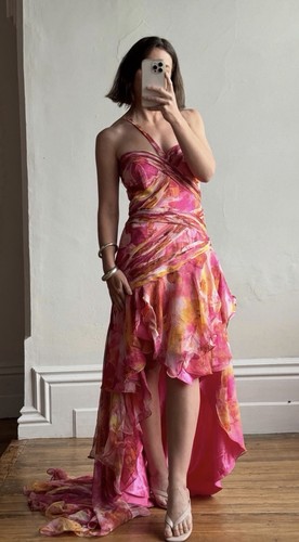 Dave & Johnny High-Low Dress Strapless Ruffle Formal Gown Prom