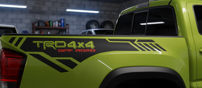 4x4 Off Road Bedside Decal Kit   Compatible with Tacoma   Gloss Black Vinyl Grap