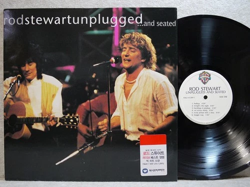 Rod Stewart Unplugged...and Seated 1993 LP Lyric W/Insert NM Promo Hyper Sticker