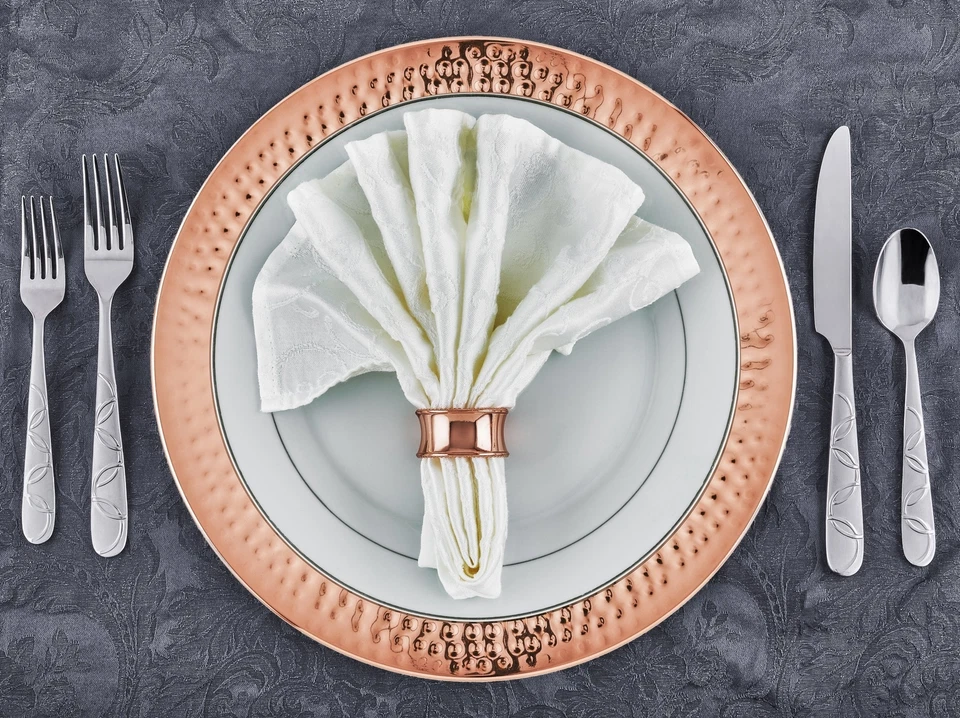 Old Dutch Hammered Copper Charger Plates, 13", Set of 6, Model Number: OS866 - Image 3 of 4