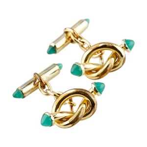 Authentic 14k Gold Plated Krementz Vintage Jade Cufflinks Gorgeous !