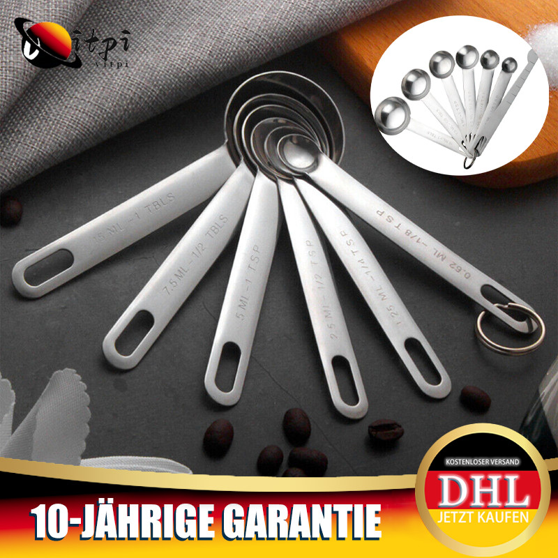 Messlöffel Edelstahl Teelöffel Messlineal Gewürzlöffel Esslöffel Dosierlöffel DE