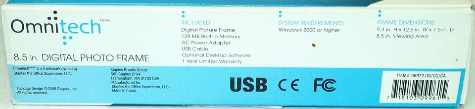 New!! Sealed!! OMNITECH "Digital Photo Frame" (No Computer Required!) SD Cards - Image 2 of 2