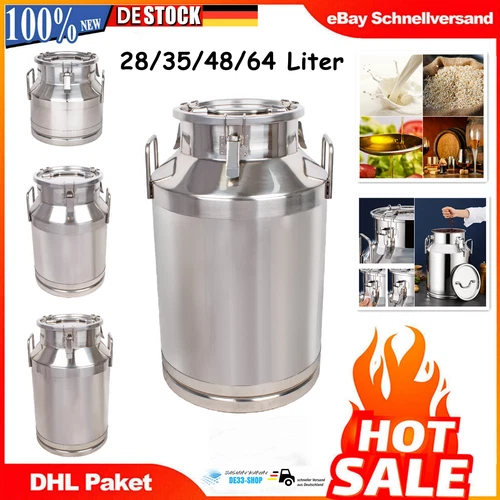Misney® Milchkanne Edelstahl Milchkrug Milch Transportkanne Milchbehälter 28-64L - Bild 1 von 23