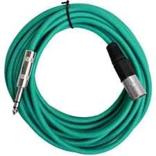 25 Foot Green XLR Male to TRS Patch Cables PA DJ Cords XLRF to 1/4"