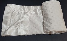 NURSERY RHYME White Minky Dot Baby Blanket Lovey Satin Back Trim Lovie