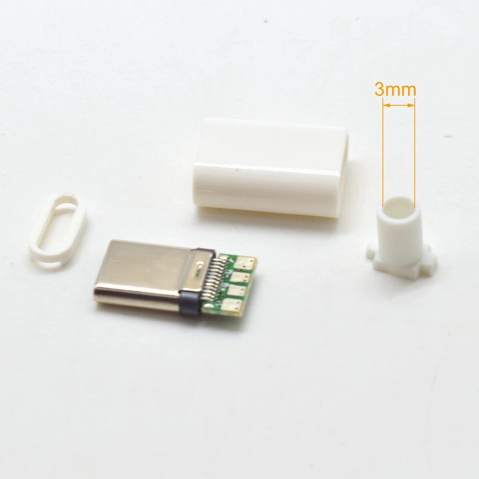 5 Sets USB 3.1 Type C USB C Male Plug DIY Connector Solder Housing Cover White - Image 4 of 4