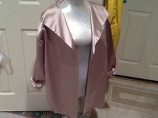 Dusan Women's Tan silk fancy Open Front Blazer Evening Jacket Coat SZ XL NWT