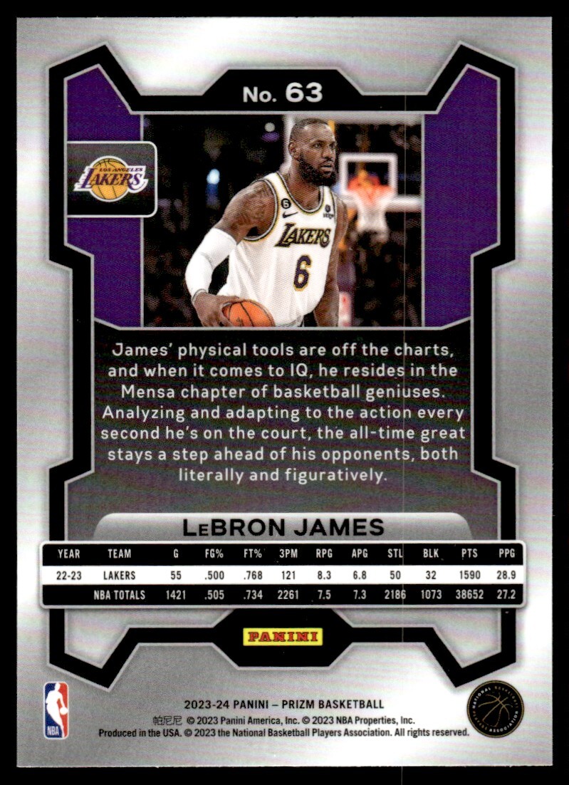 2023-24 Panini Prizm Basketball LeBron James Lakers #63 NM | eBay