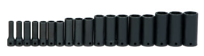 18pc 7 - 24mm, 3/8'' Drive, 6 Point Impact Deep Clip Rail Socket Set Williams USA
