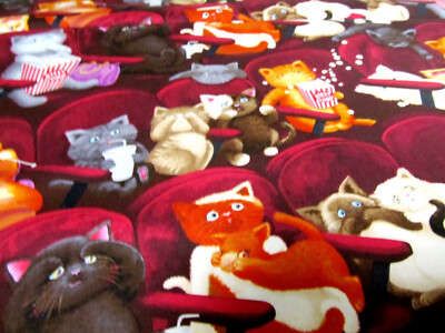 Katzen im Kino Cat    Katze Patchworkstoff  Baumwolle Timeless   50x110 cm