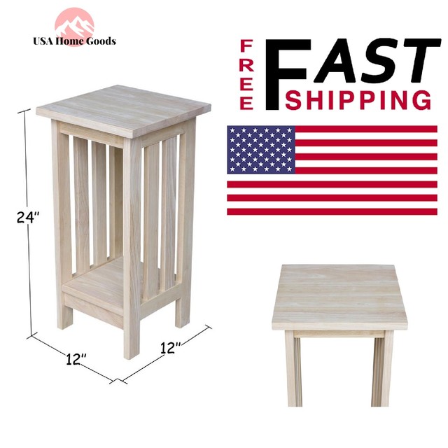 Side Table Plant Stand Unfinished Mission Style End 24 High Home Decor Accent For Sale Online