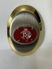 Western Shriner Belt Buckle Red Star Sword Metal Gold Tone.oval 4  X2  