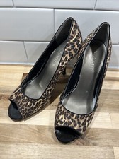 Really Nice Nine West Cheetah Print Open Toe Heels 3.5” Height 6M EUC & SO CUTE!