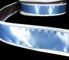 5 Yards Solid Light Blue Satin Wired Ribbon 1 1/2"W
