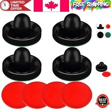 Durable Air Hockey Accessories: 4 Black Pushers  4 Red Pucks for All Tables