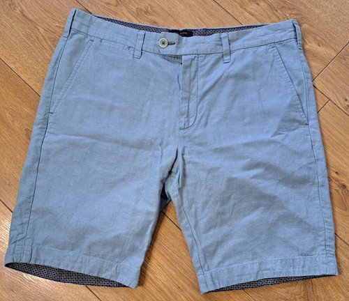 Ted baker london regular fit blue linen chino shorts mens size 34