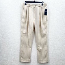 LAUREN RALPH LAUREN Women's Pleated Wool-Blend Beige Black stripe Pants Size 8
