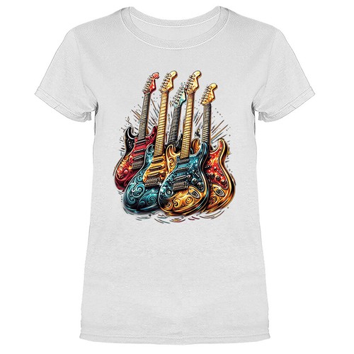 Camiseta gráfica de banda de música rock estilo retro de guitarra para mujer - Imagen 18 de 19