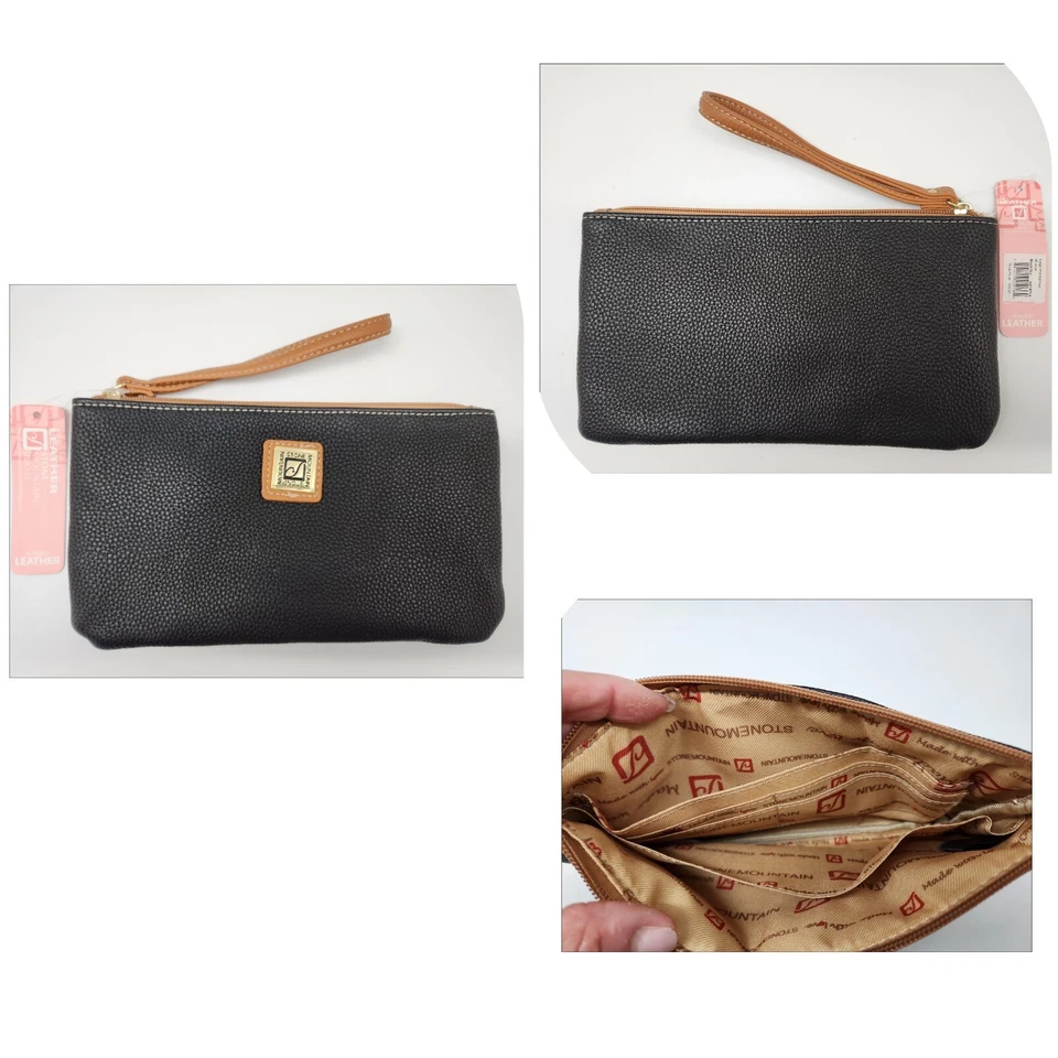 Muñequera de cuero adherido con logotipo de Stone Mountain TÚ ELIGES negra o roja Foto 3 de 3