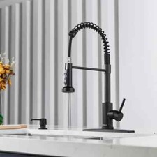 Pull Down Single Handle Kitchen Faucet With Deck Plate, Handles, supply lines