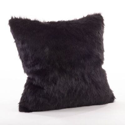 Rizzy Home 20''x20'' Oversize Down Filled Faux Fur Square Throw Pillow Black