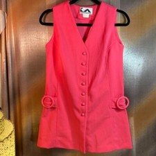 Jack Winter Vintage 70’s Women's Bubble Gum Button Vest Sleeveless Pink Size 6