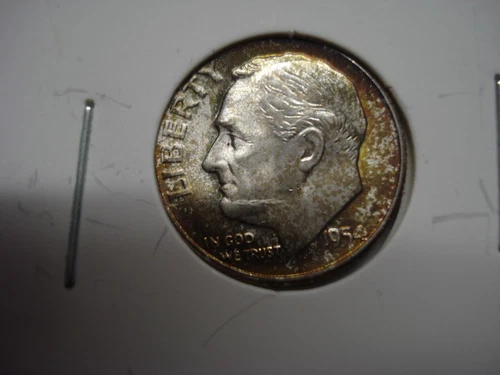 1954 S dime BU toned