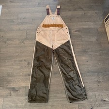 Vintage Carhartt Hunting Bib Overalls Mens 40x34 Tan Brown USA Made BU256