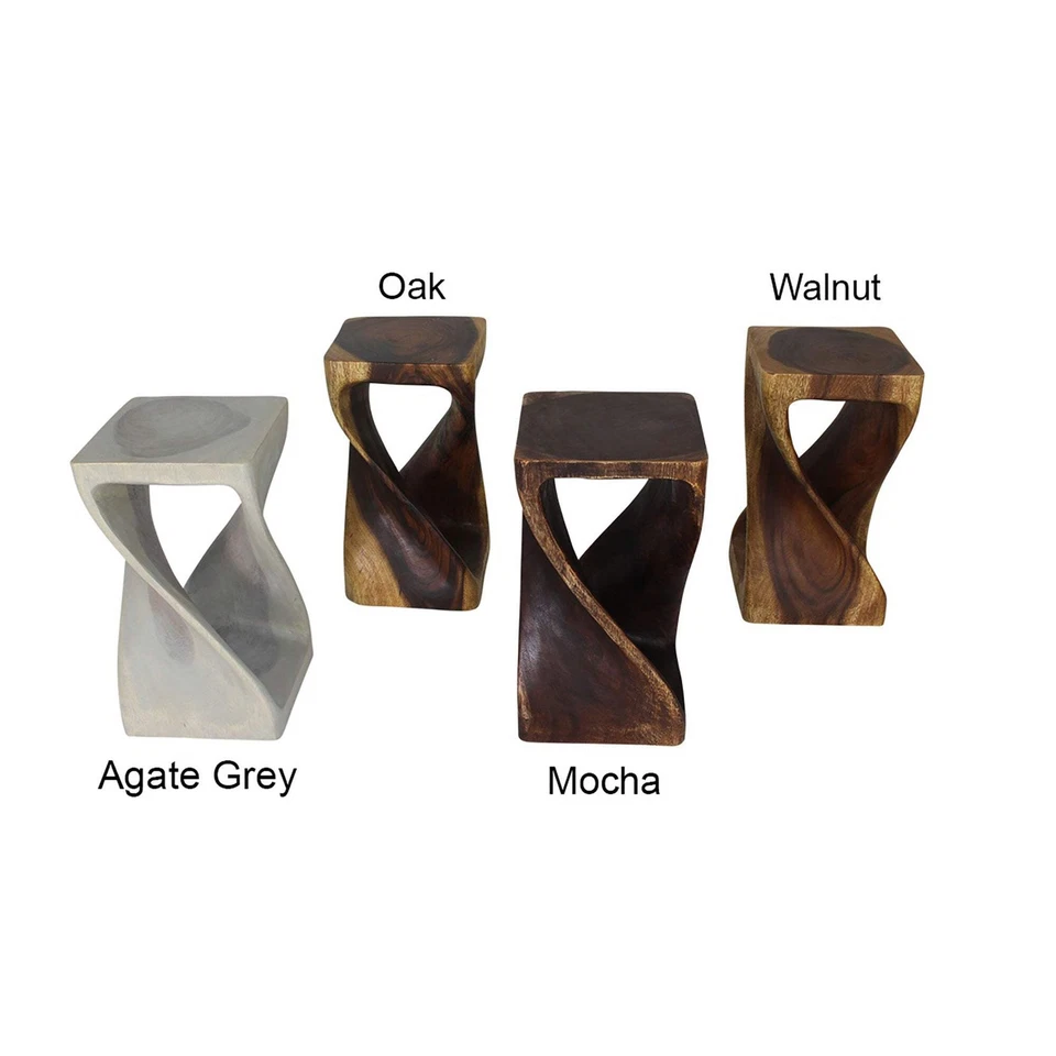 Haussmann Original Wood Twist End Table 10x10x18 in Height Walnut Oil - Image 4 of 4