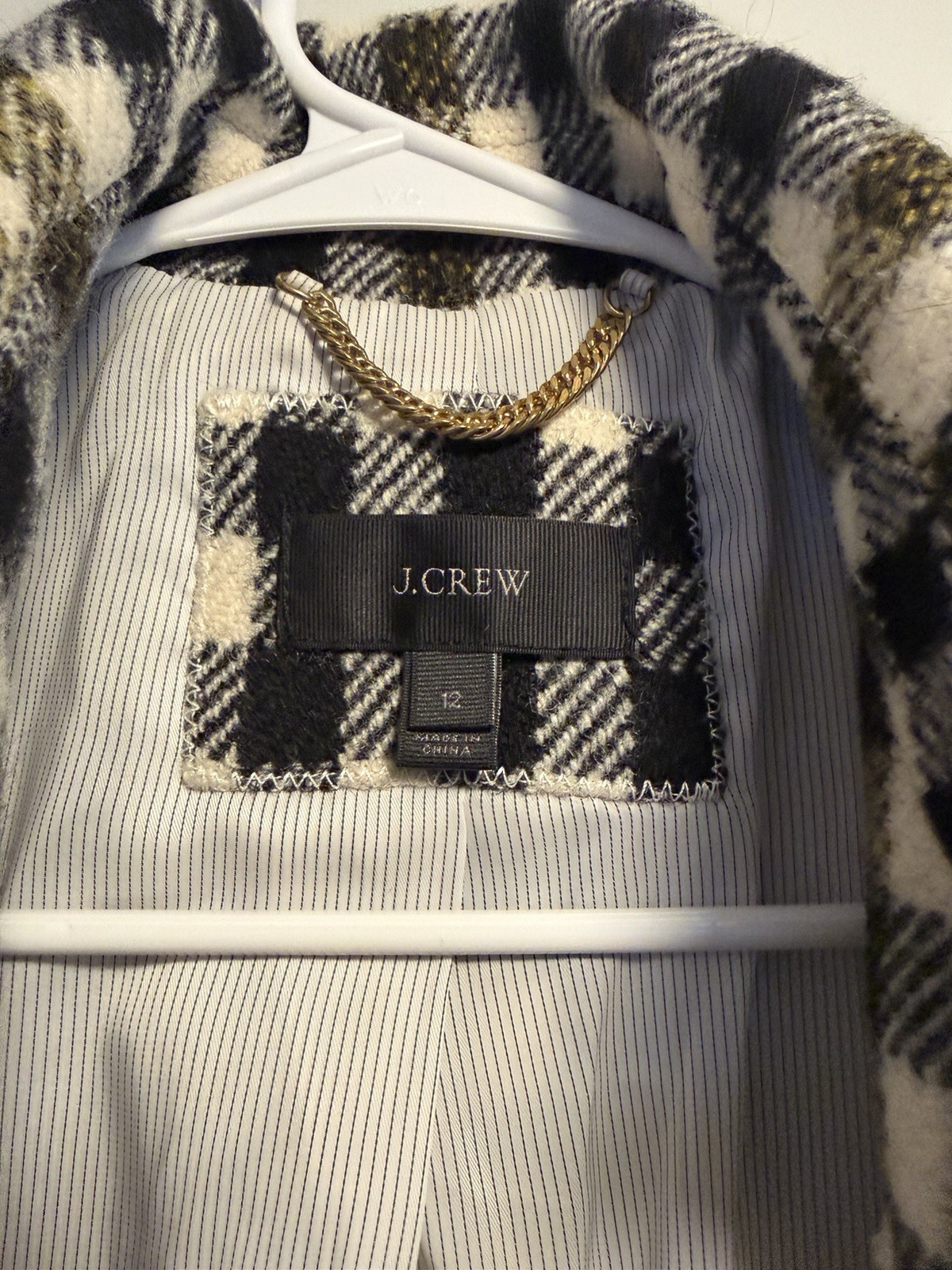 J.CREW Black White Checked Button Mid-Length Line… - image 3