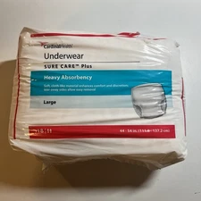 Cardinal Health Sure Care Plus Underwear Large Heavy Absorbency 18 Pack New