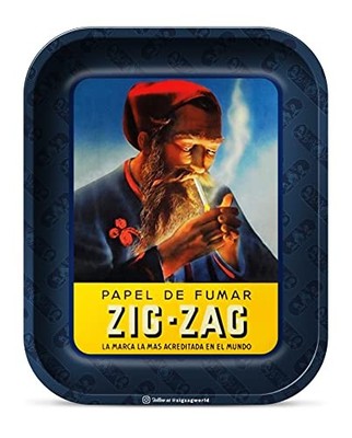 ZIG-ZAG Large Metal Rolling Tray - Vintage Blue